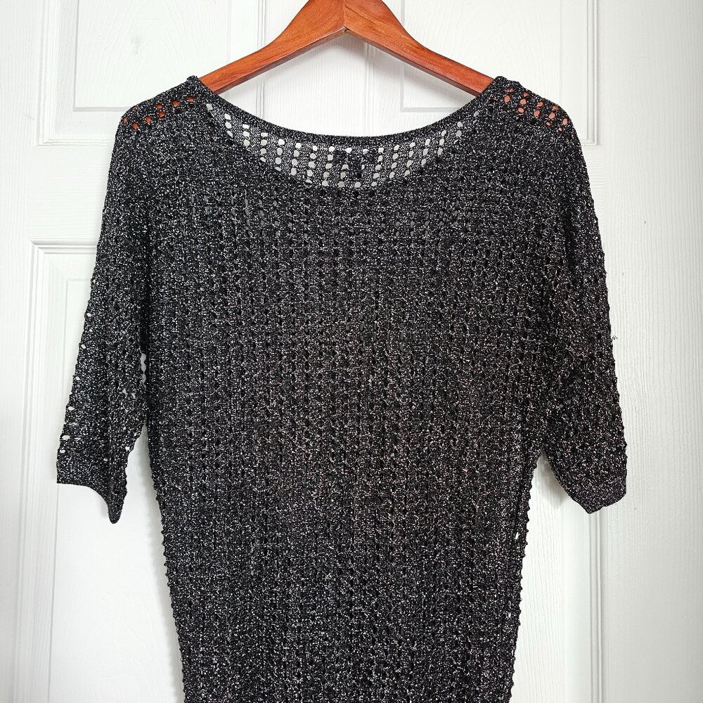 Express sweater, dolman open-knit, Metallic Black